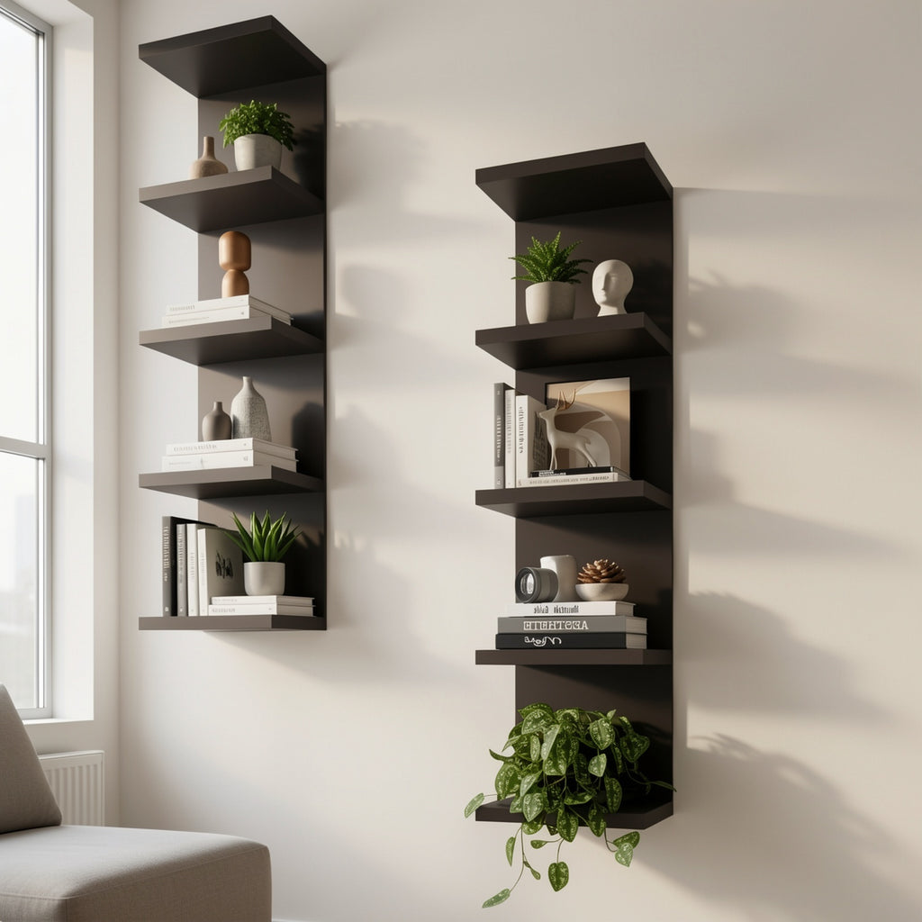 Home Storage Organizer – 3/5 Tier Floating Shelf Unit In Black Or White Innovative Space-saving Modern Storage Solution Quality Assured, Easy Installation Ideal for Bedrooms And Living Rooms
