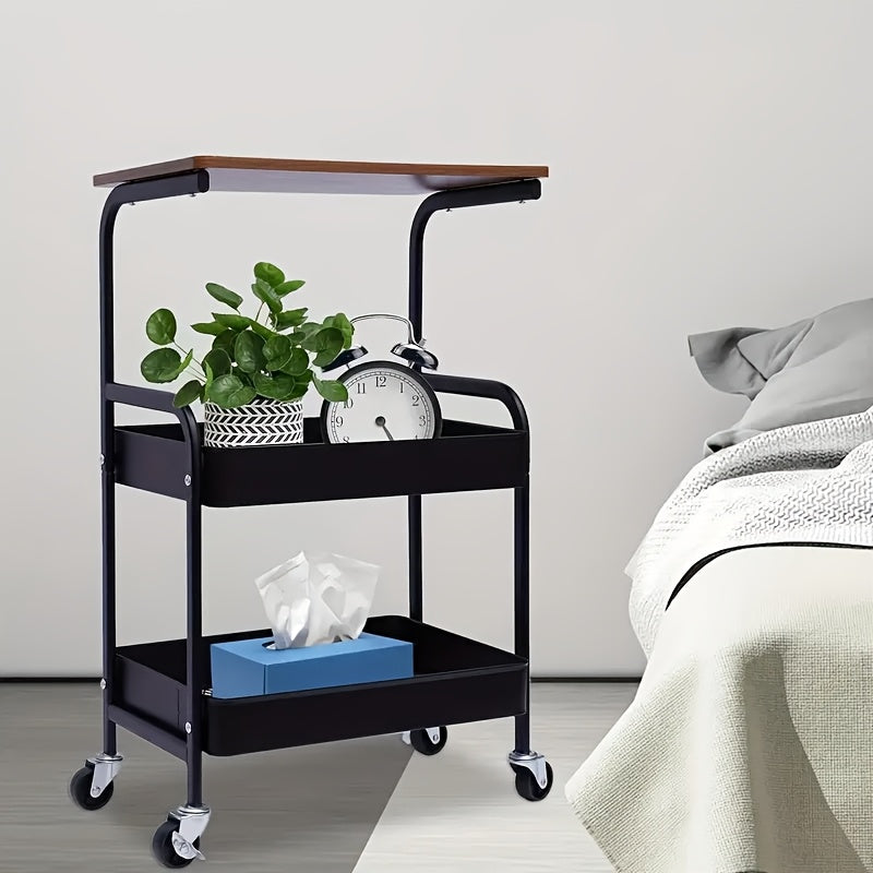 Three-Tier Rolling Cart, Detachable Storage Rack, Snack Storage Stand, Portable Wheels, Multi-Tier Cart - for Bedroom, Kitchen, Bathroom, Household Supplies, Kitchen Storage Cart