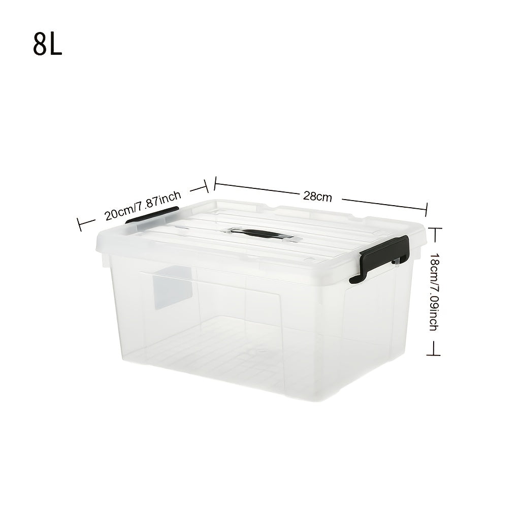 2/4/6pcs, 8/15 Quark Large Plastic Storage Box with Lid | Heavy-duty Bathroom Storage, Pressure-resistant, Sealed Transparent Storage Container with Lid | Essential Storage Item for Home And Dormitory, Suitable for Home/Garage And Other Uses