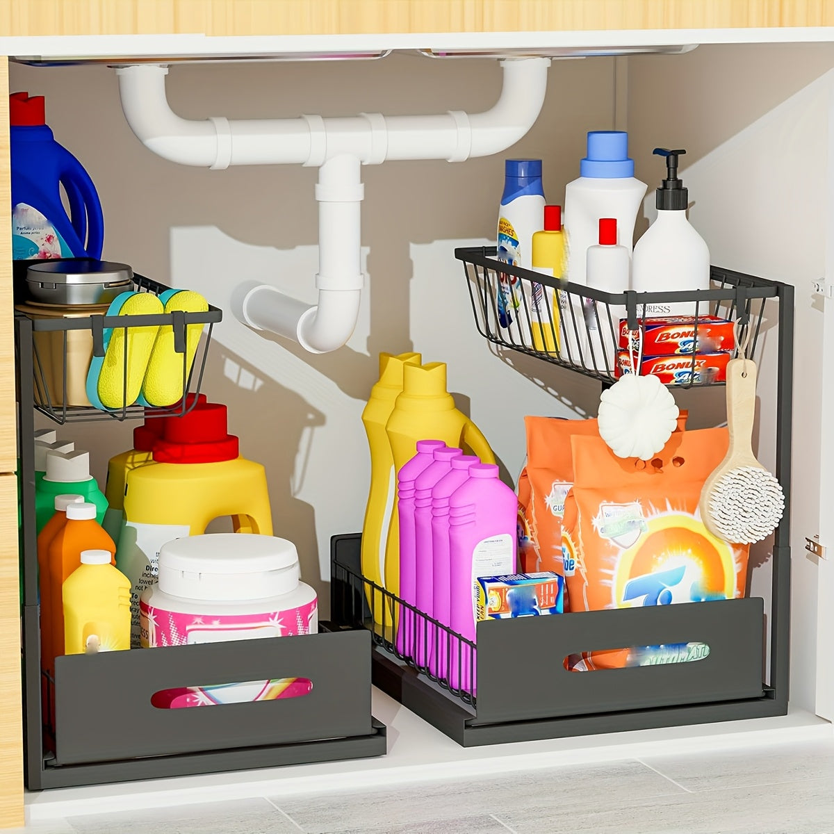 Home Organizer – Under Sink Organizer 2-Tier Under Kitchen Bathroom Sink Organizers and Storage No