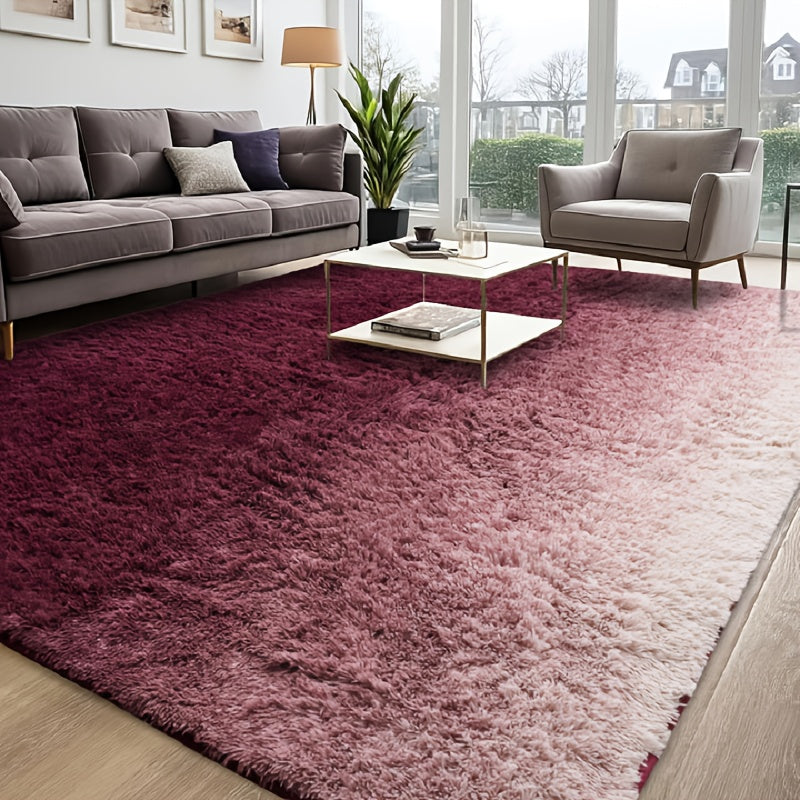 Area Rug – 1pc Luxurious Rectangular Shaggy Plush Carpet Rug - Soft, Fluffy, Tie-dyed, Solid,