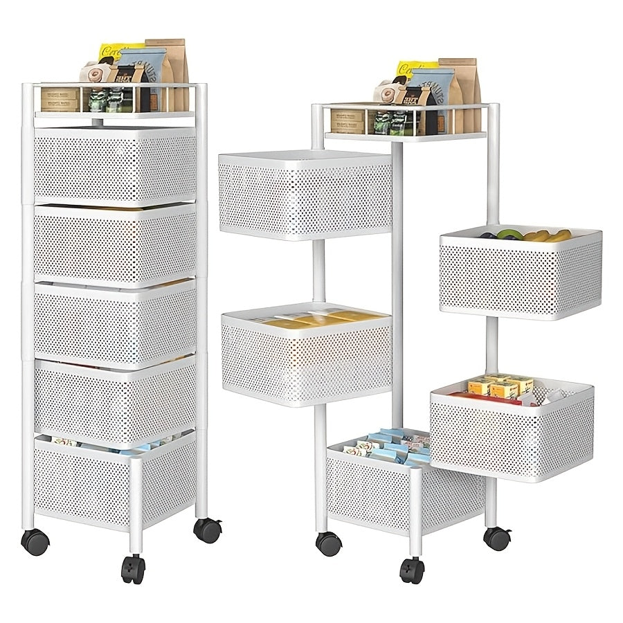 Compact 5 Tier Adjustable Home Storage Rack – durable multi-purpose storage, Rotating Kitchen Storage Shelf 5 Tier Metal Fruit Vegetable Storage Basket Multi-Layer Vegetable Rack, designed for American homes, daily convenience and practical gifting