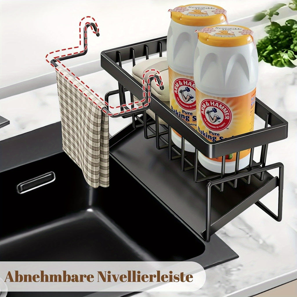 Stainless Steel Kitchen Sink Caddy With Drainage, 304 Stainless Steel Kitchen Sink, Sink Caddy With Drainage For Dishwashing Brush, Sponge, Soap And Scrubbing Accessories, Kitchen Accessories, Kitchen Organizers And Storage