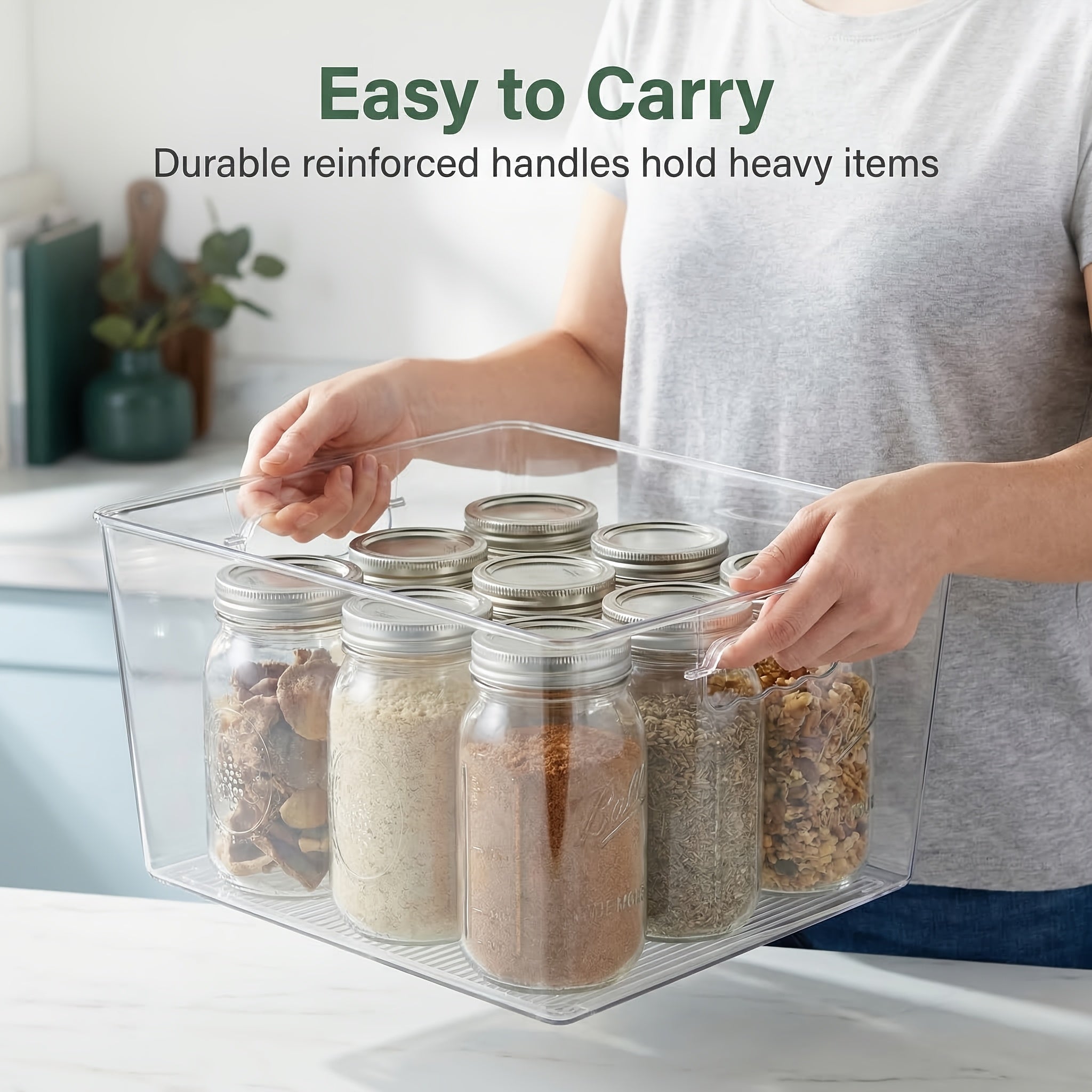 [Extra Large Storage Bins] Extra Large Clear Plastic Storage Bins, 11 Inchx11 Inch Cube Acrylic Organizer Square Containers with Handle for Pantry