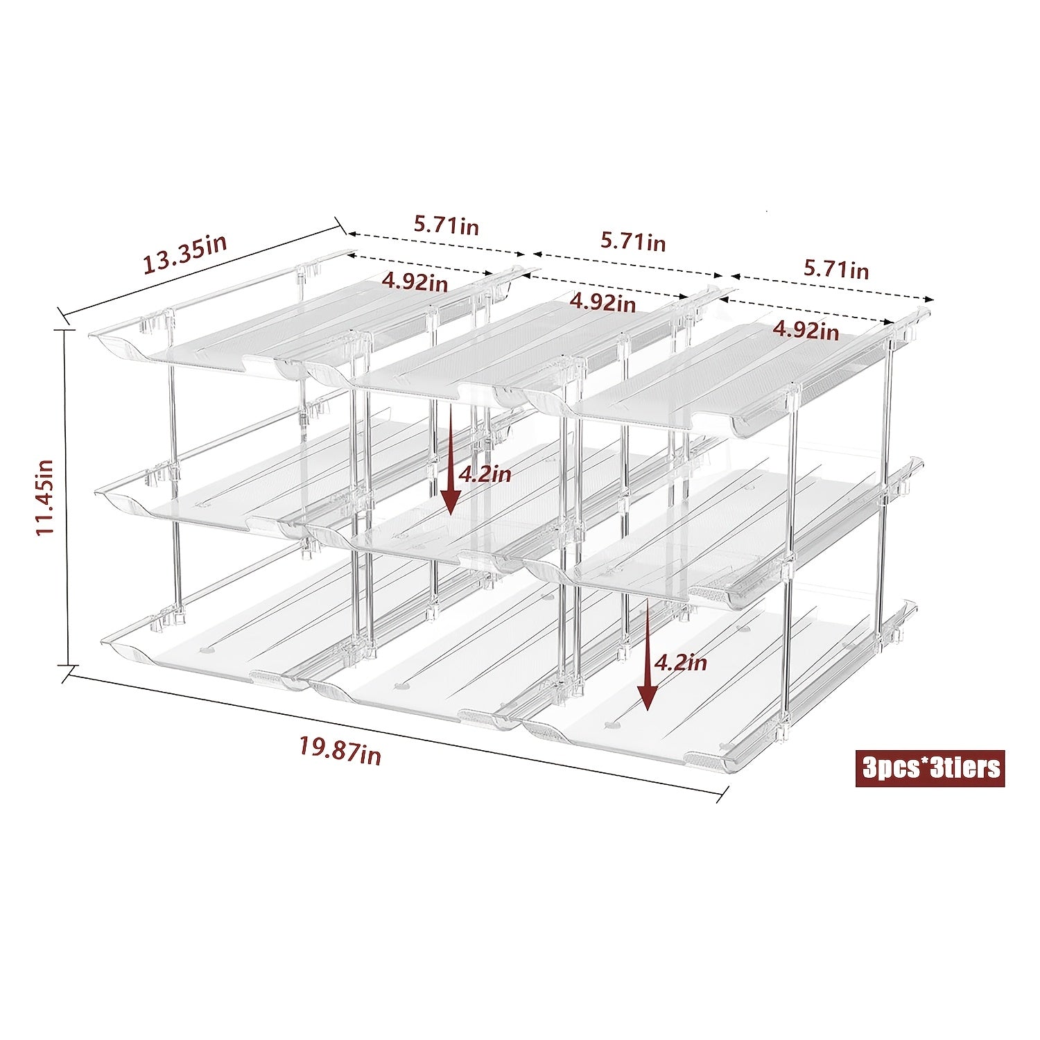 Modern 3pcs Adjustable Home Storage Rack – durable multi-purpose storage, Pantry Can Storage Rack - Holds 36 Cans 3 Tiers 3pcs Auto-Rolling Stackable Can, designed for American homes, daily convenience and practical gifting