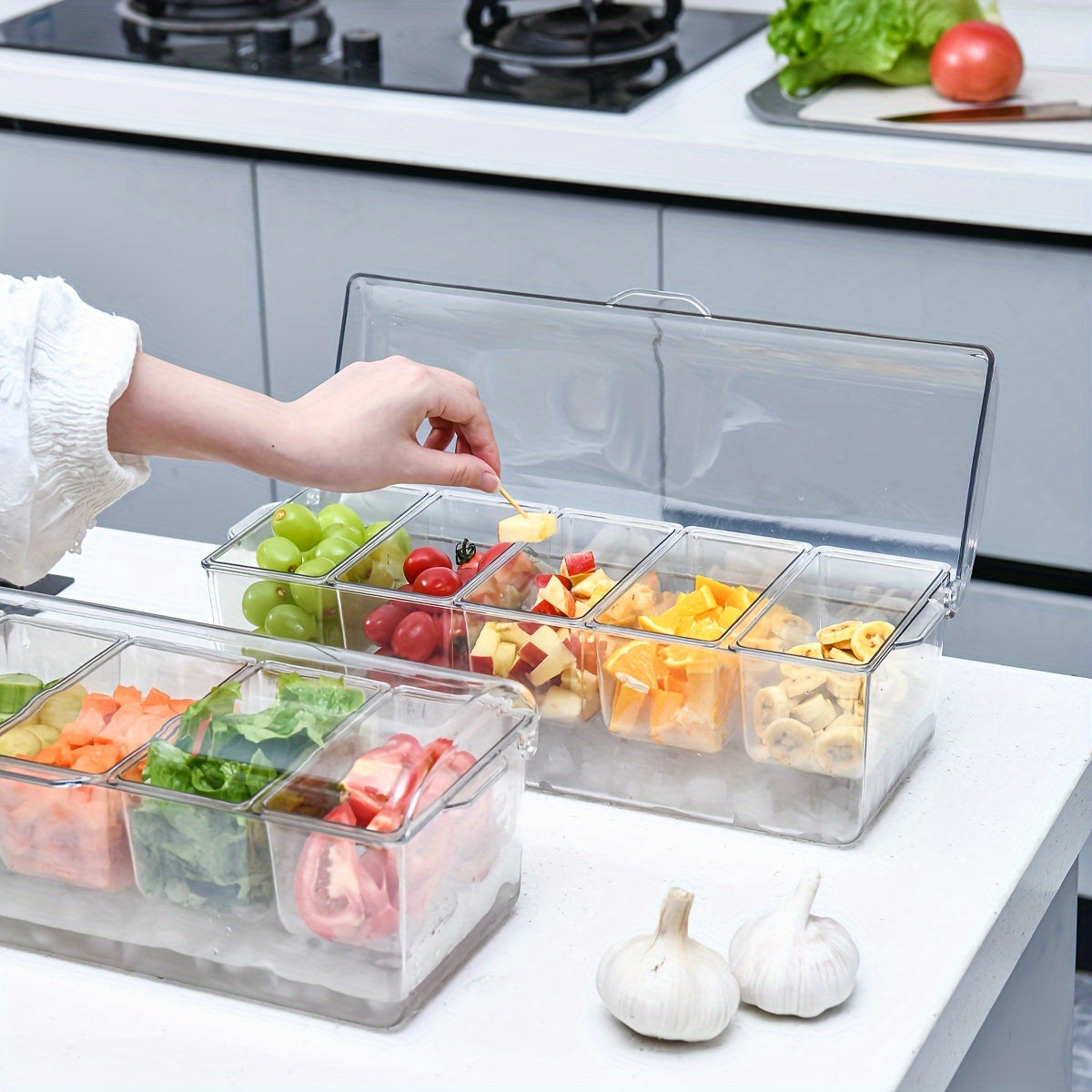 Space-Saving 1pc Glass Spice Jar Set – clear reusable pantry storage, Spice Jar Refrigerator 1pc Spice Jar Refrigerator Fruit Transparent Tray Refrigerated Seasoning Box with, designed for American homes, daily convenience and practical gifting