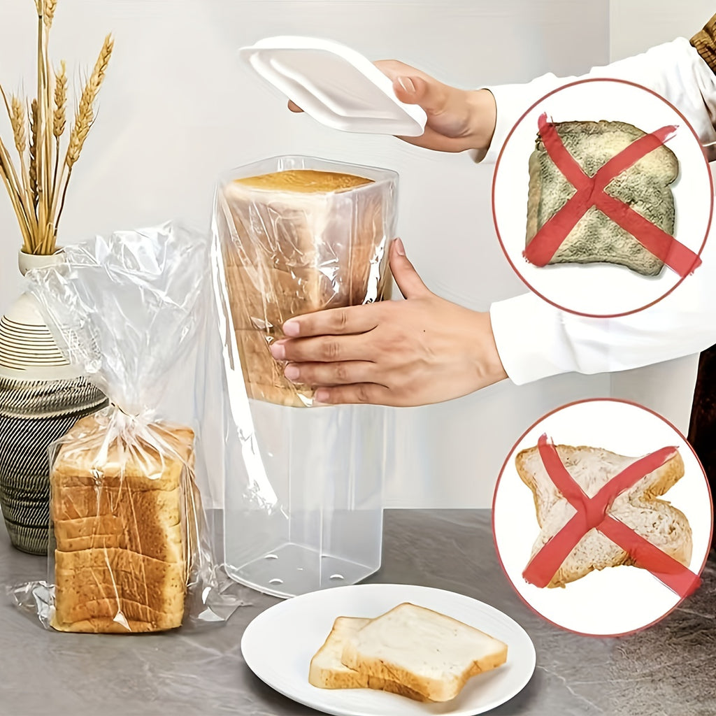 1pc Leak-proof and Reusable Plastic Storage Container | Multifunctional Transparent Sealing Box for Bread, Toast, Fruits, and Vegetables | Flip Top Closure, Rectangle Shape, Kitchen Storage and Additions