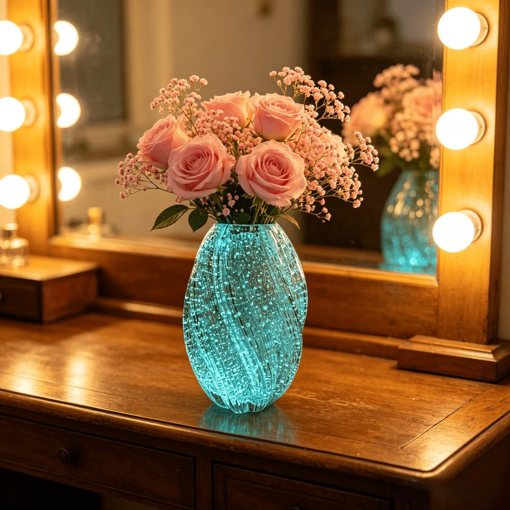 Versatile Decorative Flower Vase – tabletop floral display and modern home decor, Wave Mouth Vases Luminous Handmade Glass Flower Vase Desktop Ornaments Propagation Station Plant Holder, designed for American homes, daily convenience and practical gi