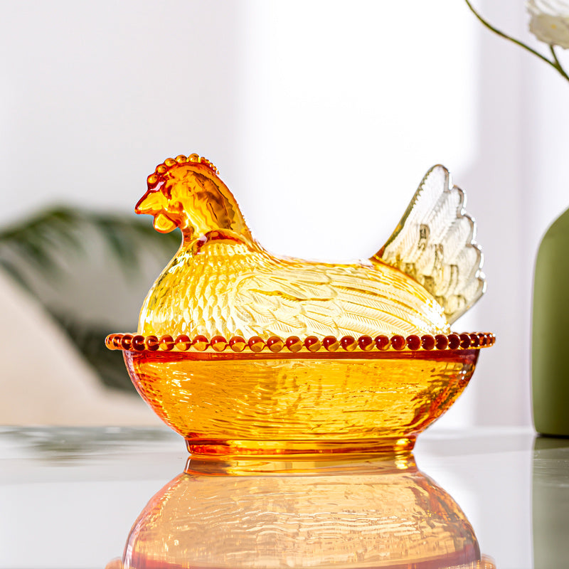 Smart Airtight Storage Jar Set – clear reusable pantry storage, Adorable Candy-Colored Chicken-Shaped Crystal Glass Storage Jar with Lid and Placemats - Perfect Table, designed for American homes, daily convenience and practical gifting