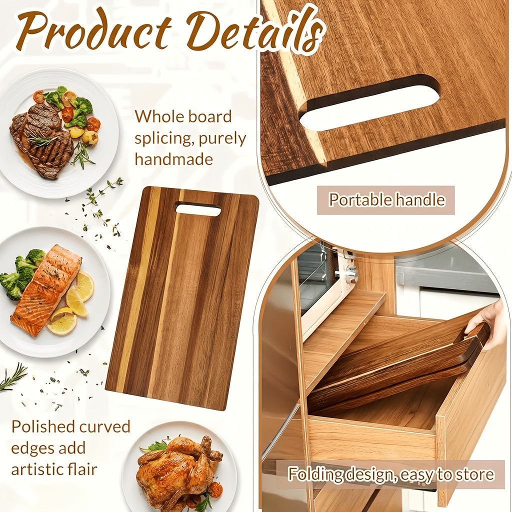 Heavy-Duty Home Storage Organizer – space-saving everyday organization, Extra Large Acacia Wood Charcuterie Board with Handles - Extra Large Foldable Serving Tray, designed for American homes, daily convenience and practical gifting