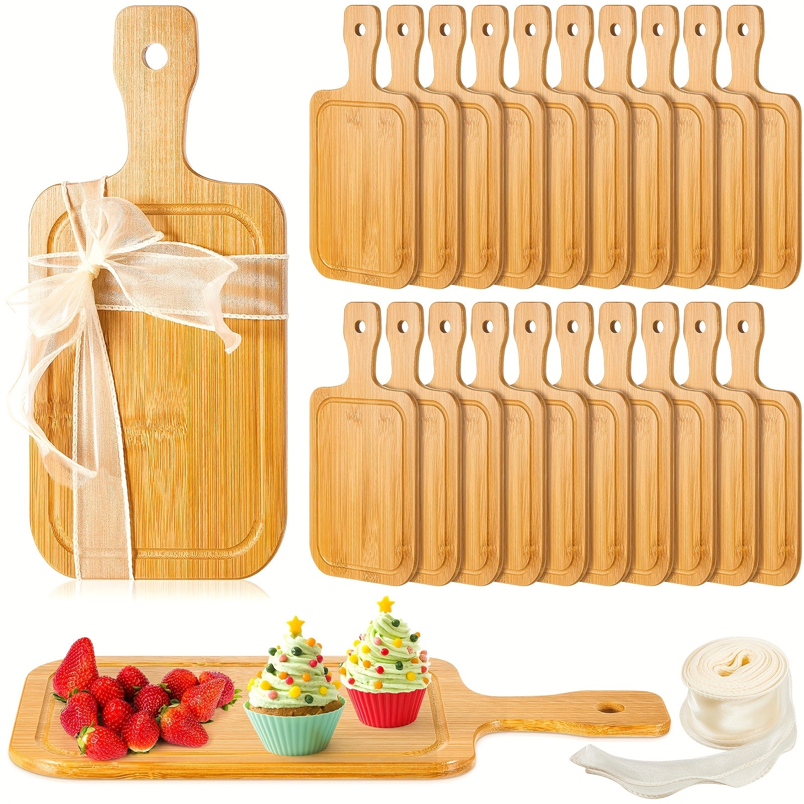 20pcs Bulk Bamboo Wood Cutting Boards - ized Engravable Blanks, Small Chopping Boards Suitable for Wedding Favors, Housewarming Gifts, Bulk Engraved with Names/Dates, Use