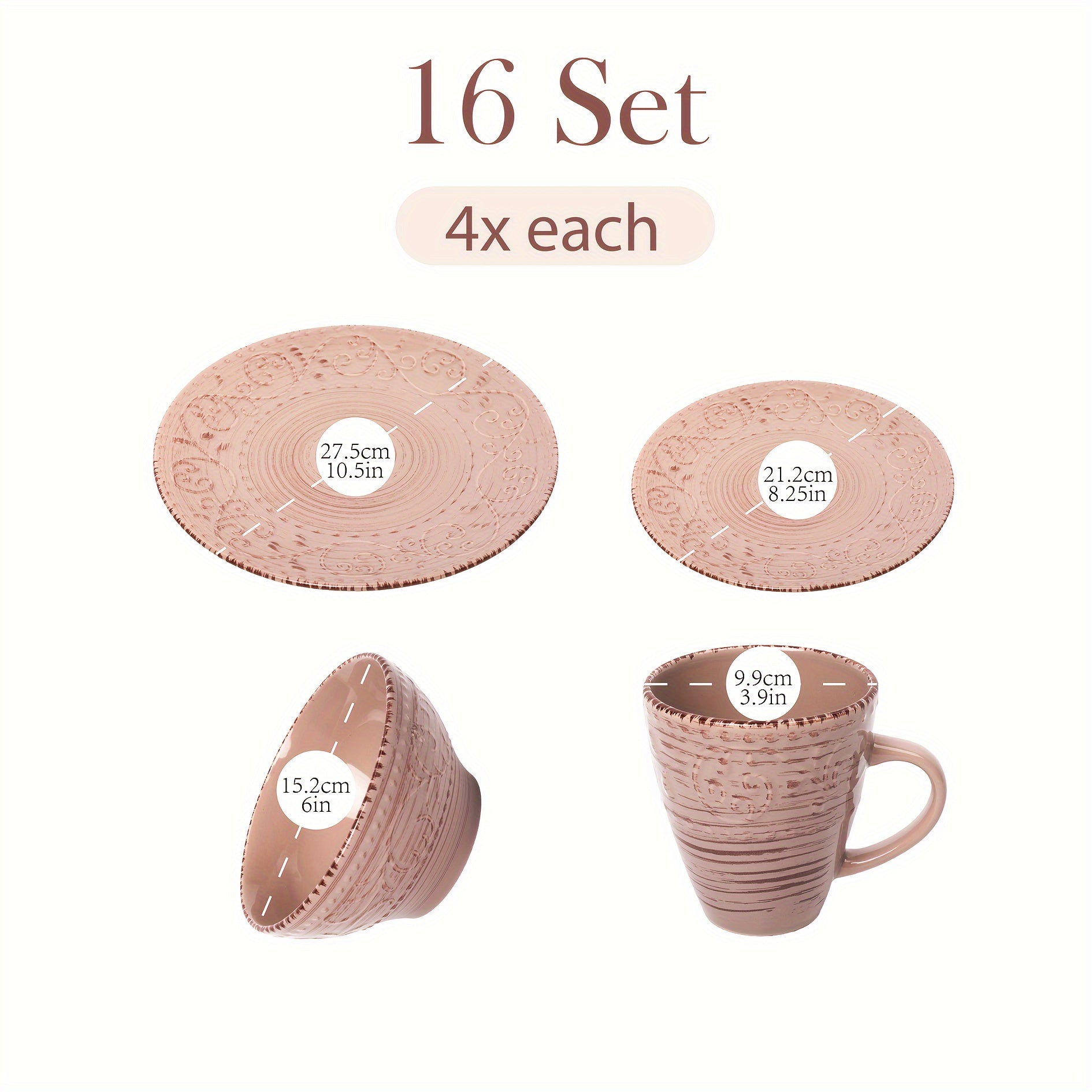 [Gifts Weddings Anniversaries] 16pcs Dinnerware Set Service for 4, Blue & Coffee Color Stoneware Set, Bowls Set, Dishes Set, Including Dinner Plates, Dessert Plates, Salad Bowls And Mugs. Chip & Scratch Resistant. Dishwasher & Microwave Safe. Gifts for We