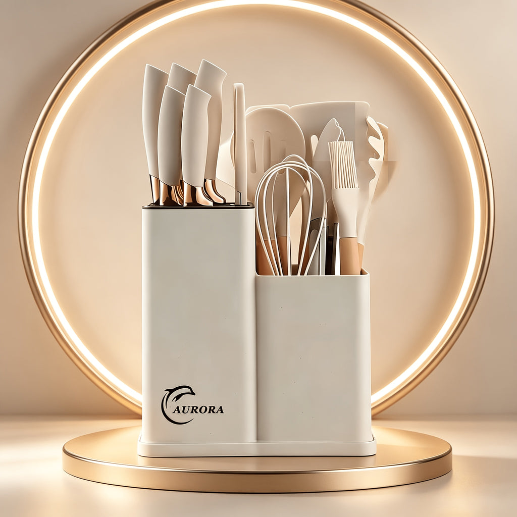 Kitchen Essential – Silicone Kitchen Utensils Set | Heat Resistant And High-Quality, Suitable for Non Stick Pans, Stainless Steel Cutting Tools, Small Kitchen Tools, Ideal Holiday Gift 19 Se