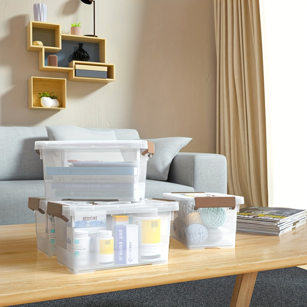 6pcs Clear Plastic Storage Bins with Secure Latch & Handle Lids - 3.5Qt High Quality Organizing Containers, Durable Rectangular Design for Home, Office, Kitchen, Bathroom Organization, Bathroom Organizers Storage, Office Supplies, Stackable Containers, St