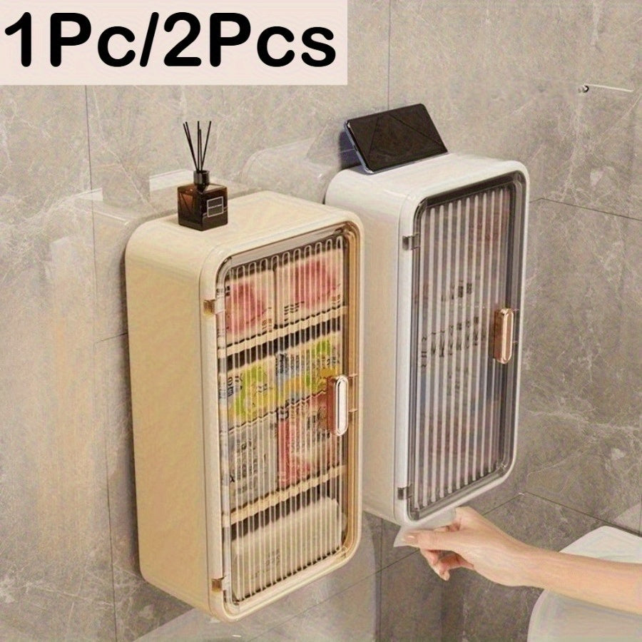 Versatile 2pcs Adjustable Home Storage Rack – durable multi-purpose storage, 2pcs 1pc Modern minimalist bathroom storage box wall-mounted storage rack tissue box with compartments, designed for American homes, daily convenience and practical gifting
