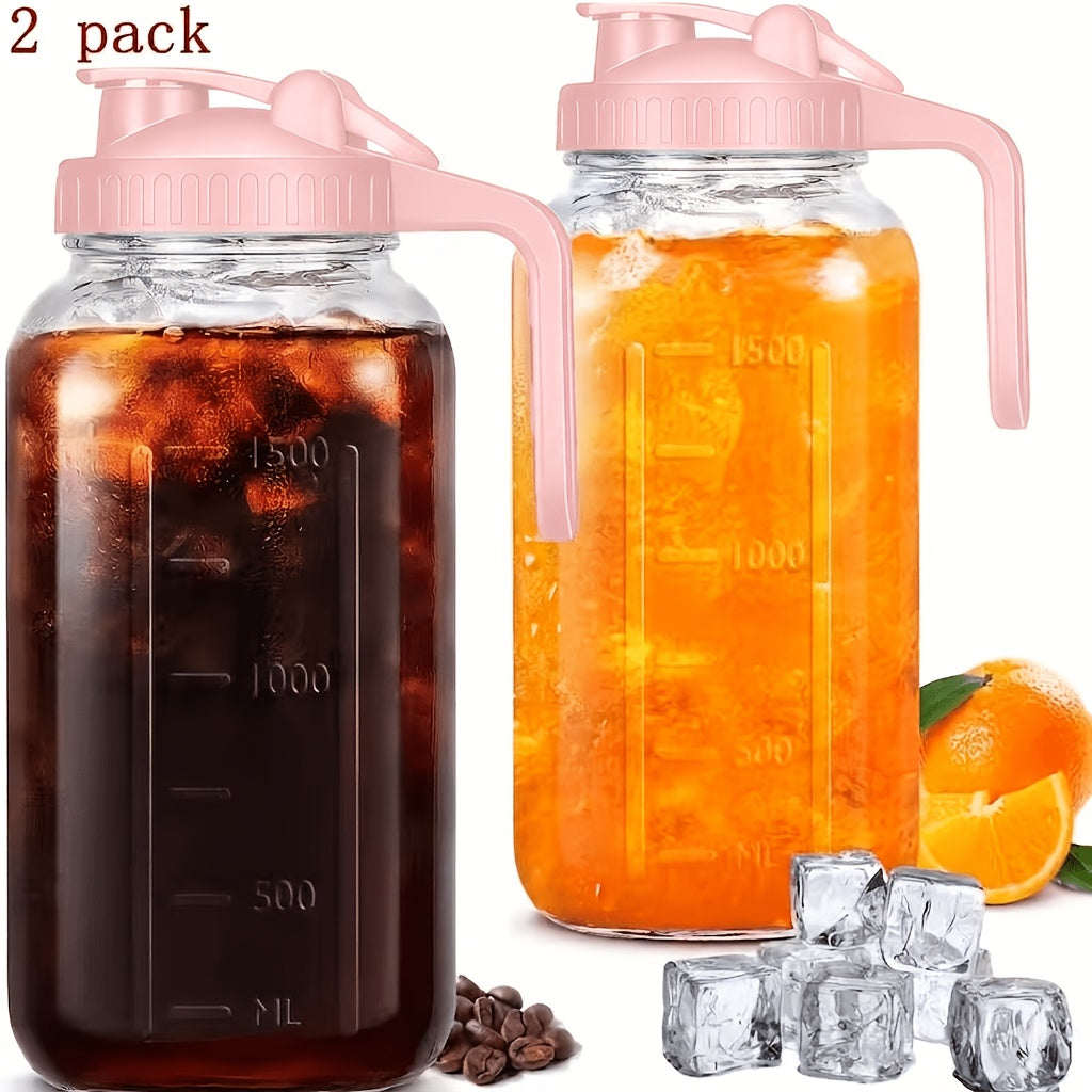 Drinkware – 2-Pack 3-Pack 64Oz Glass Pitcher with Handle for Outdoor Entertaining Leak-Proof