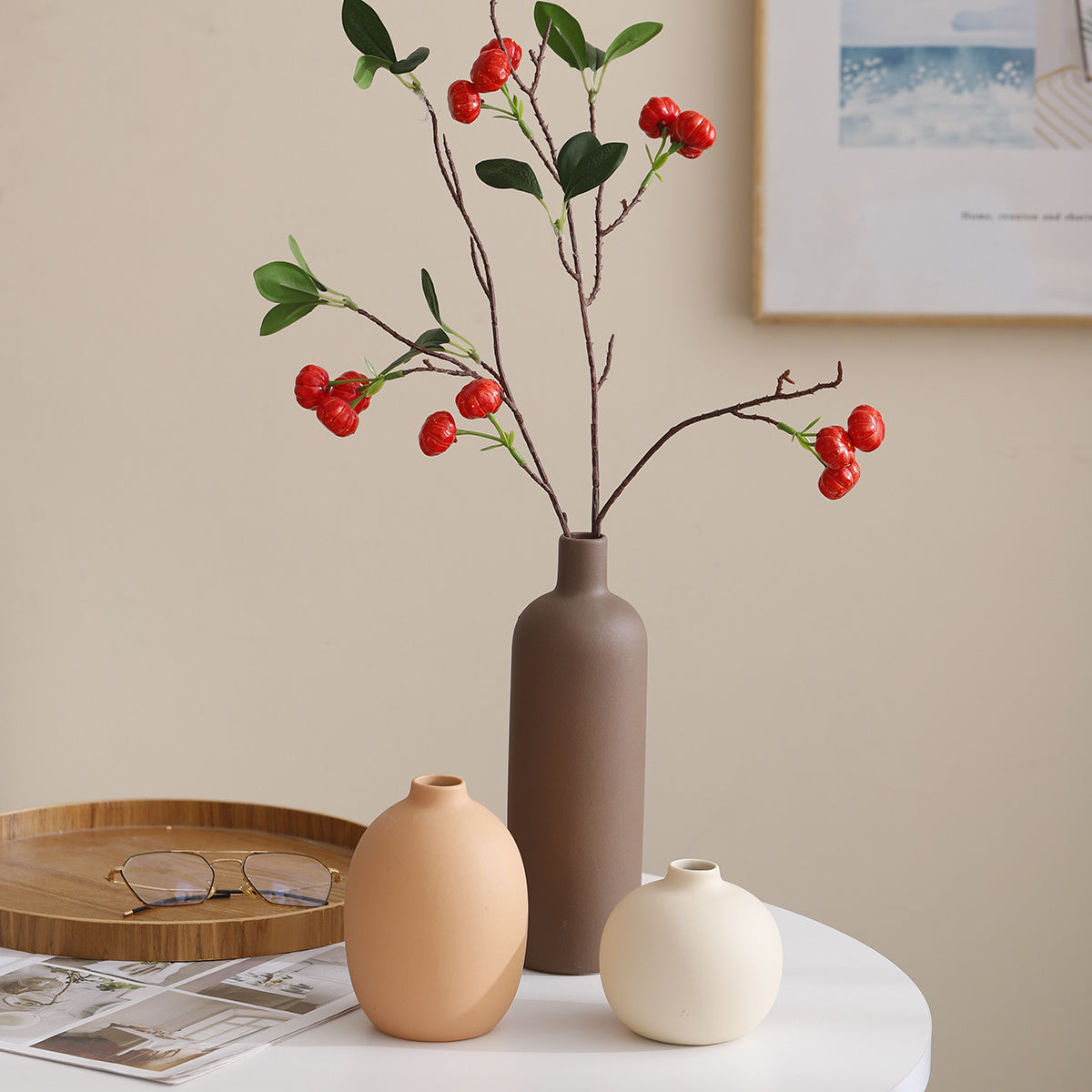 Easy-Access 4pcs Ceramic Flower Vase – tabletop floral display and modern home decor, 4pcs decorative style ceramic vase multi-piece combination creative home living room tabletop, designed for American homes and practical gifting