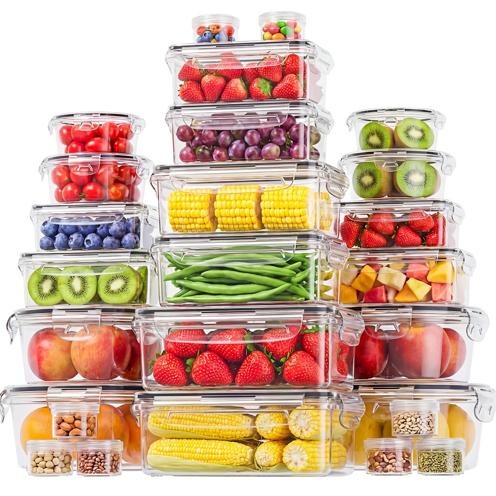 Kitchen Essential – [Reusable Airtight Containers] 70/62/54Pcs Food Storage Container Set With Lids Meal Prep Lunch Boxes (26/30/34 Containers + 26/30/34 Lids + Stickers + 1 Pen) Reusable Co