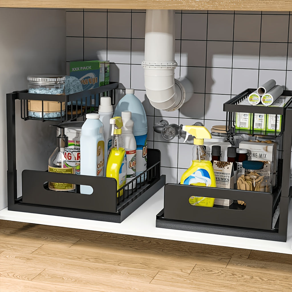 Modern 1/2pcs Pull-Out Cabinet Drawer Organizer – smooth-access storage, space-saving cabinet organization, designed for American kitchens, pantries, apartments, home organization, daily use and practical gifting