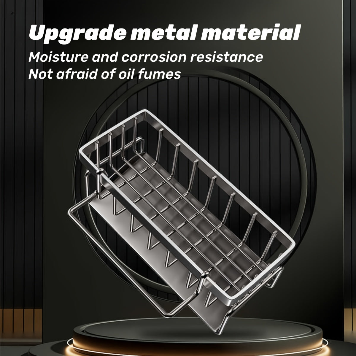 Stainless Steel Kitchen & Bathroom Organizer with Drainage - Multi-Purpose Storage Rack for Spices, Toothbrushes, Soap, and Cleaning Supplies, Includes Drainage Bucket for Sink Organization, Kitchen Sink Organizer
