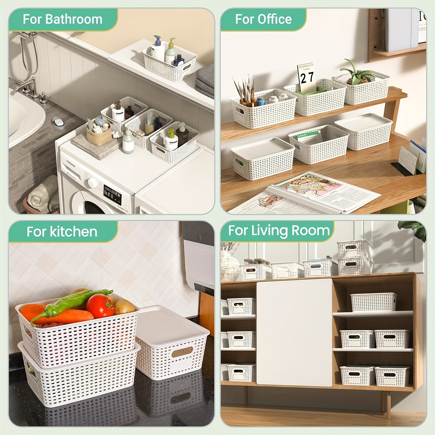 Storage Bins – 6/10 Pack Plastic Storage Baskets with Lids, Storage Boxes for Organization, Stack