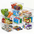 [Stackable Storage Bins] 10 Pack Clear Stackable Storage Bins With Lids, Large Plastic Containers With Handle For Pantry Organizer And Storage, Perfect For Kitchen, Fridge, Cabinet, Closet, Bathroom Organization