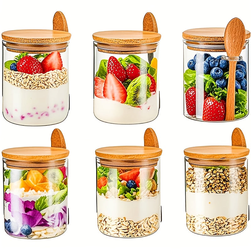 10pcs Glass Jars with Lids & Spoons - Airtight Sealed Containers Suitable for Spices, Salt, Sugar Storage, Lid & Spoon Lid for Camping, Picnic, BBQ, Restaurant Use - Tableware for and Commercial Use