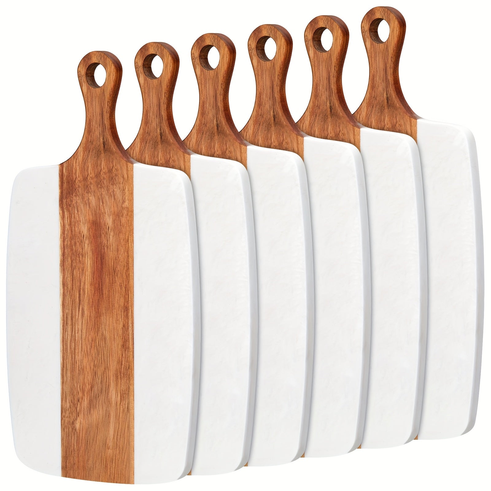 Versatile 6pcs Kitchen Cutting Board – durable food prep and serving, 6pcs Wood Cutting Board Set Acacia Wooden and Marble Charcuterie Board with Handle Serving, designed for American homes, daily convenience and practical gifting