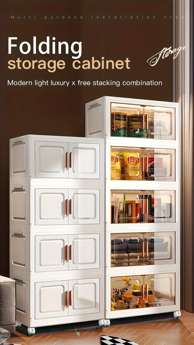 Modern Home Storage Organizer – space-saving everyday organization, Stackable Plastic Storage Cabinet with 2 to 5 Tiers Featuring Doors And Wheels Designed, designed for American homes, daily convenience and practical gifting
