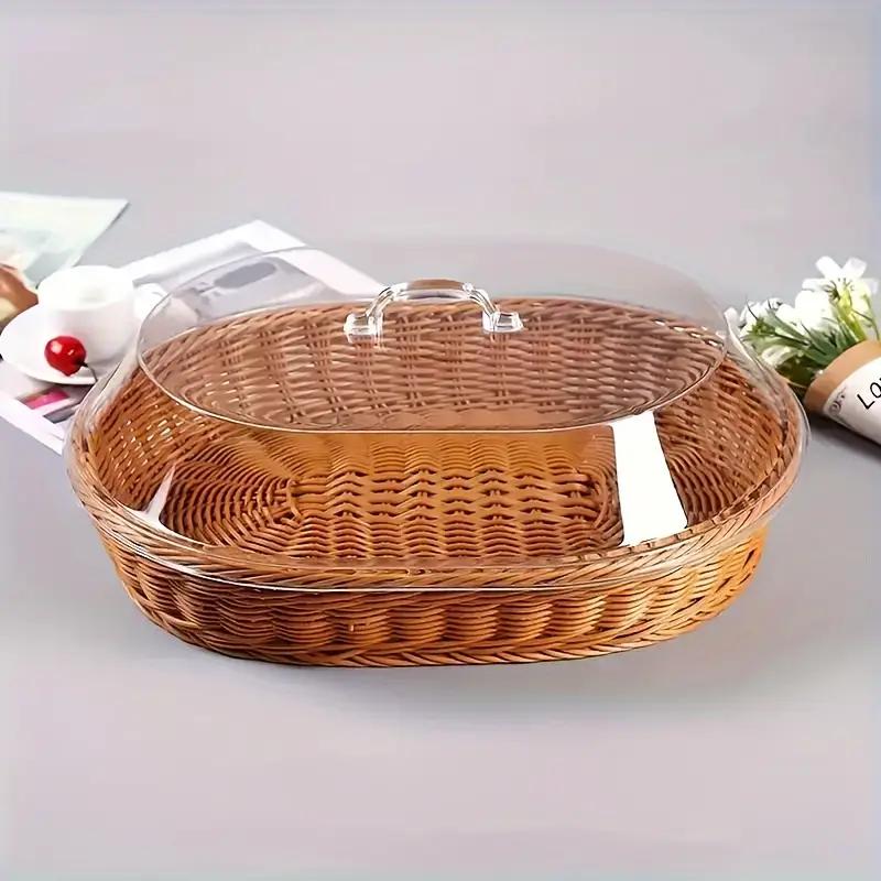 1pc Bread Basket - Durable Plastic Bread Basket, Washable Food Tray for Storing Desserts And Fruits - Ideal for Kitchen, Picnic And Home Display, Also a Perfect Storage Box for Pastries And Desserts