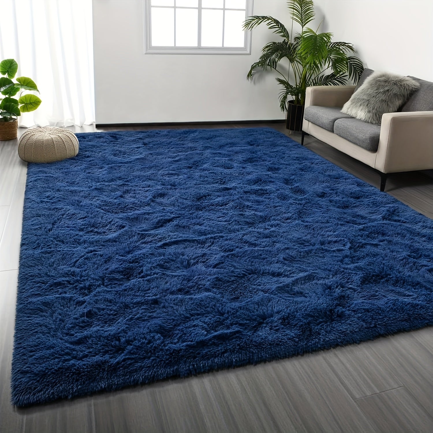 Area Rug – 1pc Luxurious Rectangular Shaggy Plush Carpet Rug - Soft, Fluffy, Tie-dyed, Solid,