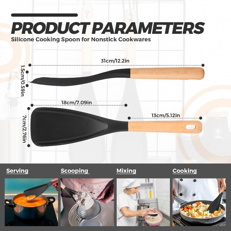 Compact 2/4/8pcs Kitchen Cookware Set – versatile meal preparation, 2 4 8pcs Cooking Spoons for Nonstick Cookware 12 Inch Silicone Spoon Spatula with, designed for American homes, daily convenience and practical gifting