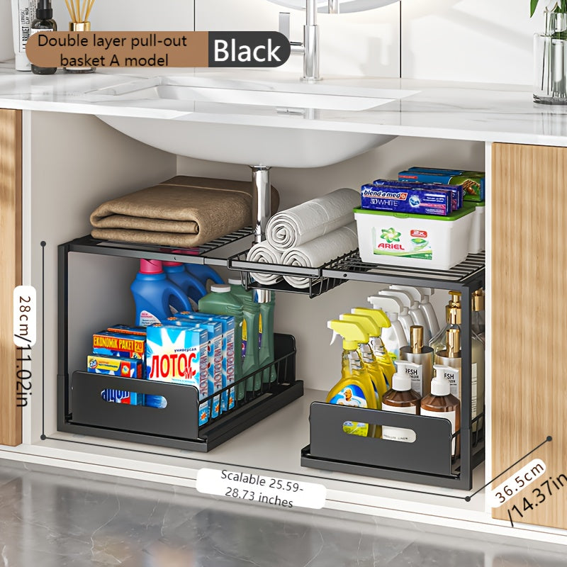 Storage Rack – Space-Saving 2 Tier Adjustable Home Storage Rack – durable multi-purpose storage,