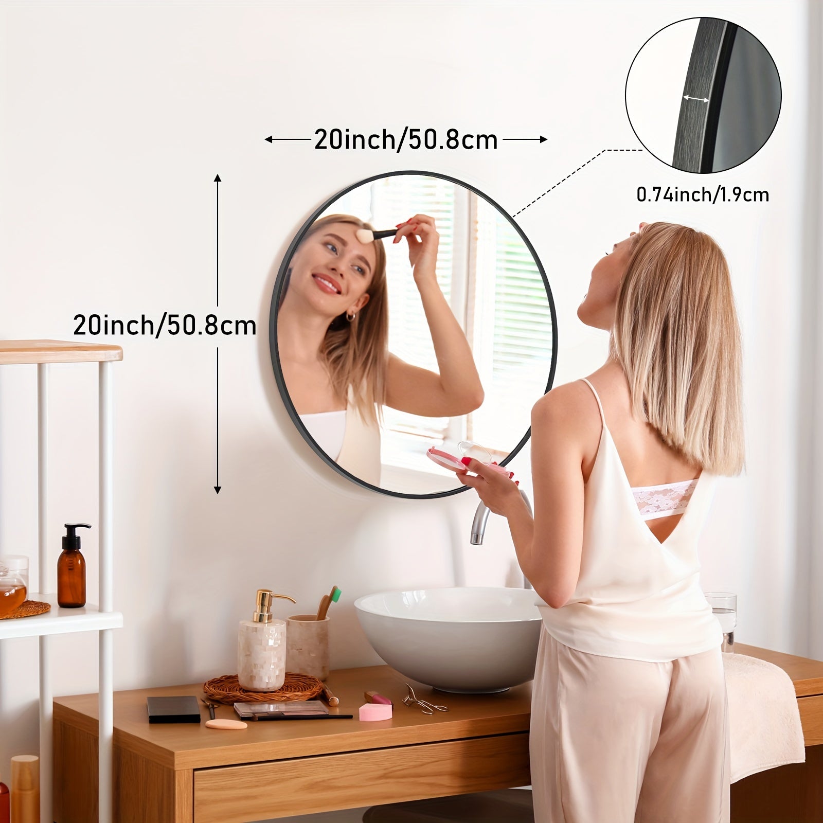 Easy-Access Home Accent Rug – comfortable decorative floor coverage, Round Metal Wall Mirror with - Matte Frame Easy-Hang Modern Decorative Mirror Suitable for, designed for American homes, daily convenience and practical gifting