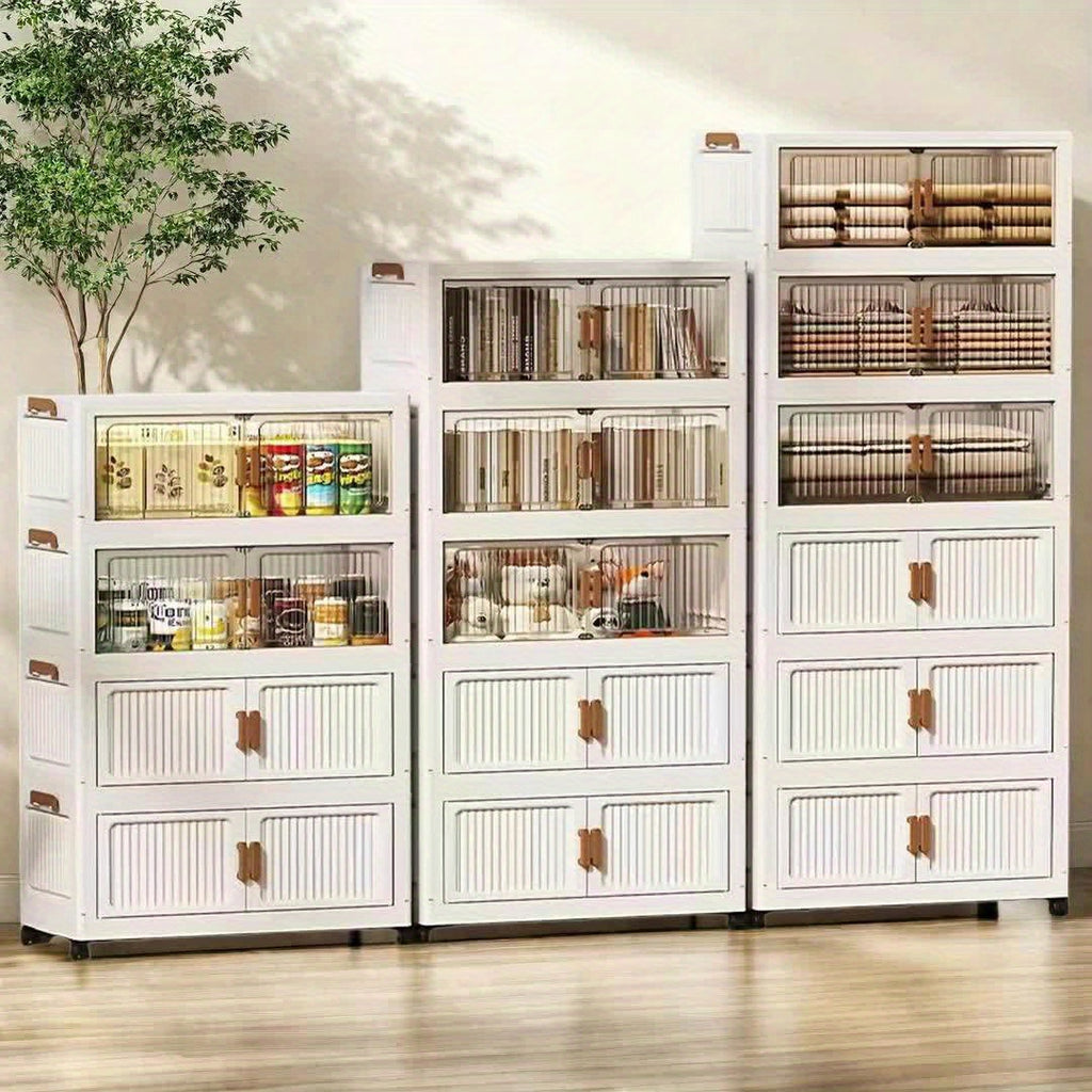 Versatile Stackable Home Storage Bins – portable space-saving storage, Large 5 3 1-Story Plastic Storage Box with Lid 19 Face Width-Folding Lockers Foldable, designed for American homes, daily convenience and practical gifting