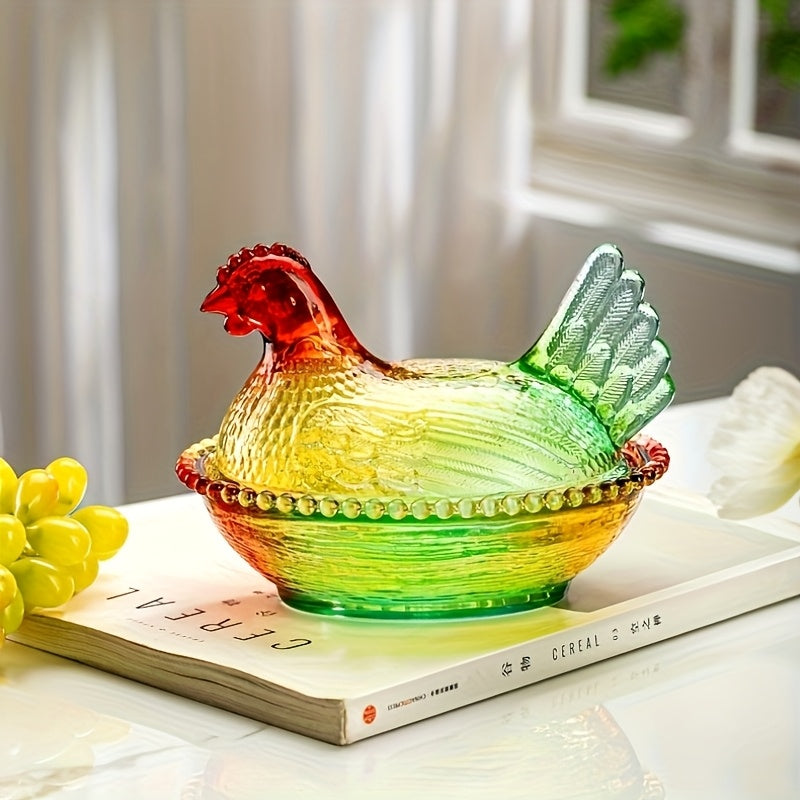 Smart Airtight Storage Jar Set – clear reusable pantry storage, Adorable Candy-Colored Chicken-Shaped Crystal Glass Storage Jar with Lid and Placemats - Perfect Table, designed for American homes, daily convenience and practical gifting