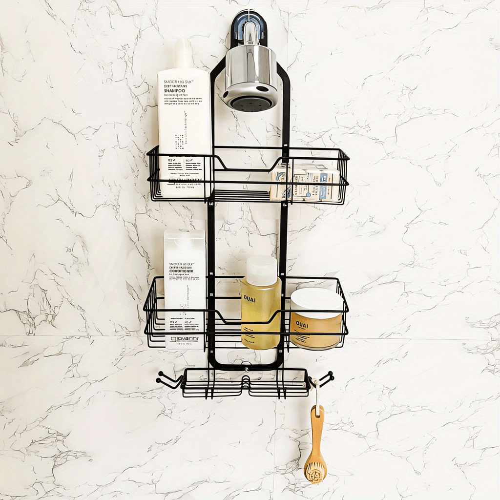 Compact Adjustable Home Storage Rack – durable multi-purpose storage, Over-The-Head Shower Organizer with Hooks Shower Caddy Hanging Bathroom Organizer Rustproof Shower Shelf for, designed for American homes, daily convenience and practical gifting