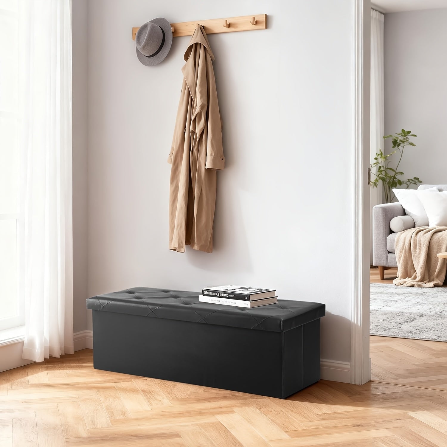 Smart Home Storage Organizer – space-saving everyday organization, Multi-Functional Ottoman with Storage Bench Folding Foot Rest Stool Space-Saving Load 660 lbs Upholstered, designed for American homes, daily convenience and practical gifting