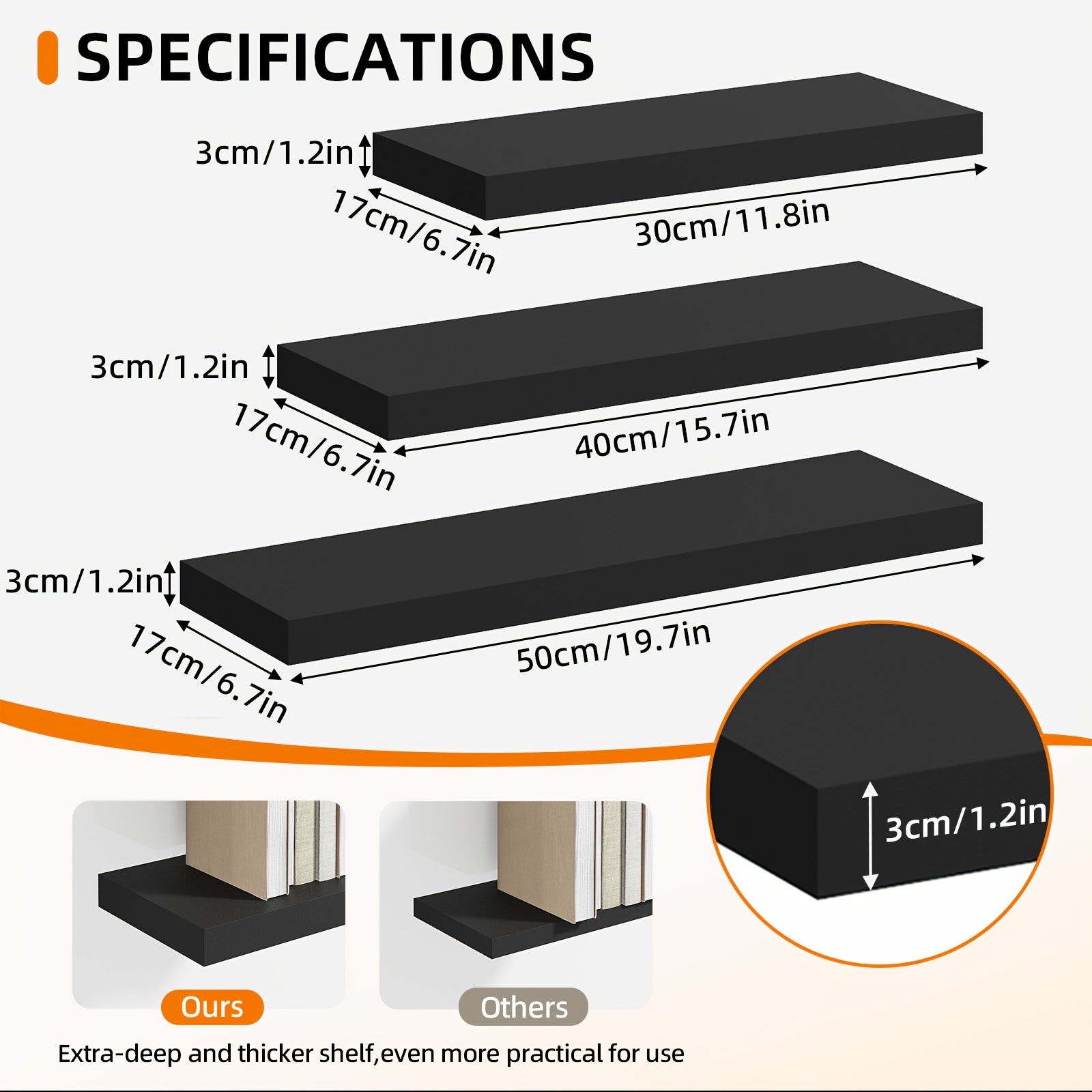 Home Living Essential – TOMNK 2 4 6pcs Set Floating Shelves 15 7-inch 19 7-inch 22-inch Wooden