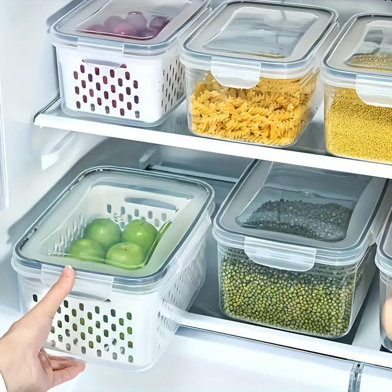 Versatile 6pcs Airtight Food Storage Containers – leak-resistant reusable meal prep, 6pcs 2 Crisperboxes 2 Drainbaskets 2-piecelid BPA-Free Plastic Food Storage Containers Set WithDrain Baskets, designed for American homes, daily convenience and prac