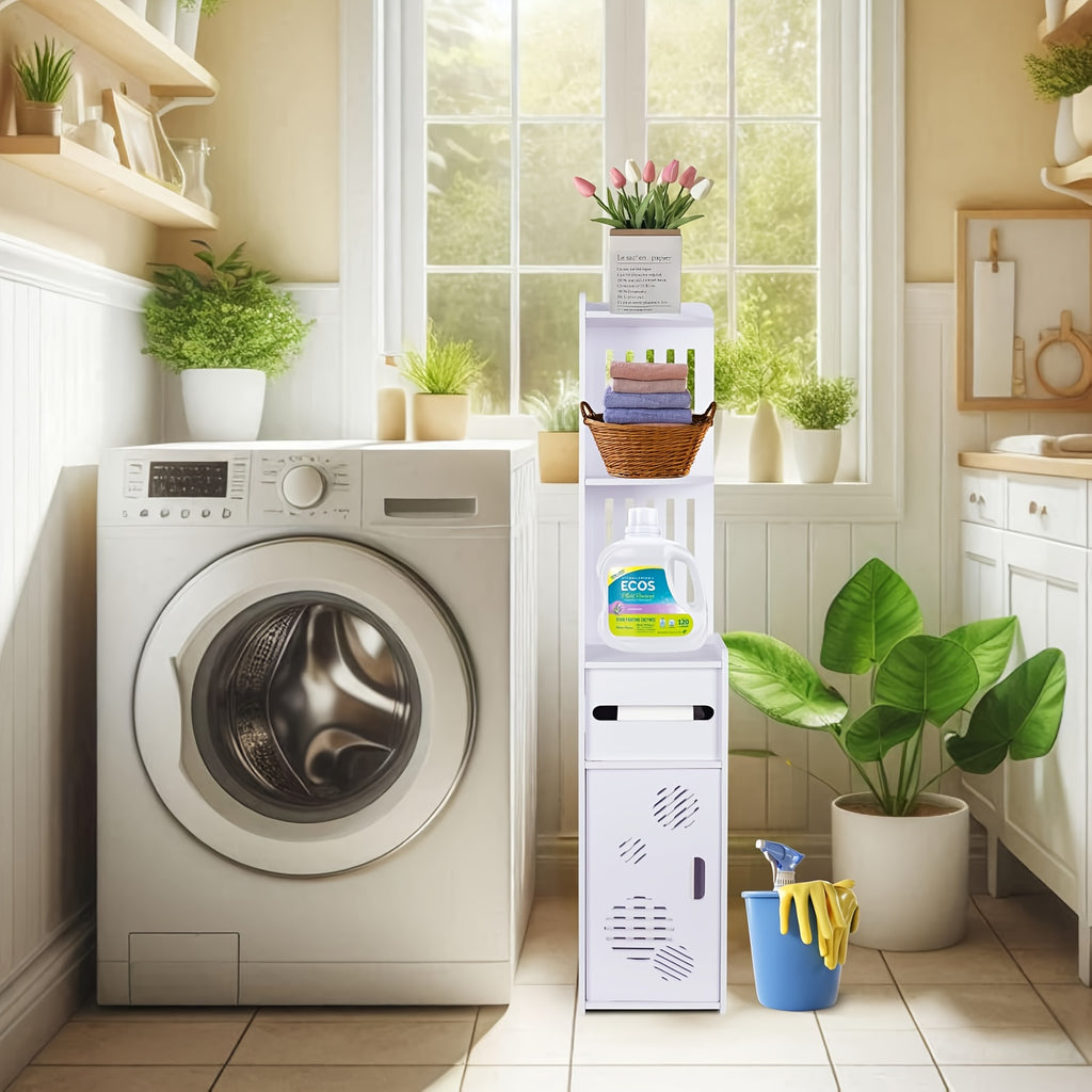 1pc Large Capacity Bathroom Organizer, Toilet Paper Holder, Tiered Organizer with Tissue Box, Waterproof And Dustproof Commercial Bathroom Container, Easy to Install, Suitable for Kitchen/Bedroom/Living Room/Dining Room And Businesses