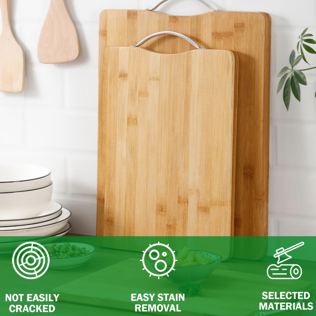 2-Pack Bamboo Cutting Boards Set 12.6X8.66inch And 15.75X11.02inch Dual Size Kitchen Chopping Boards for Food Prep