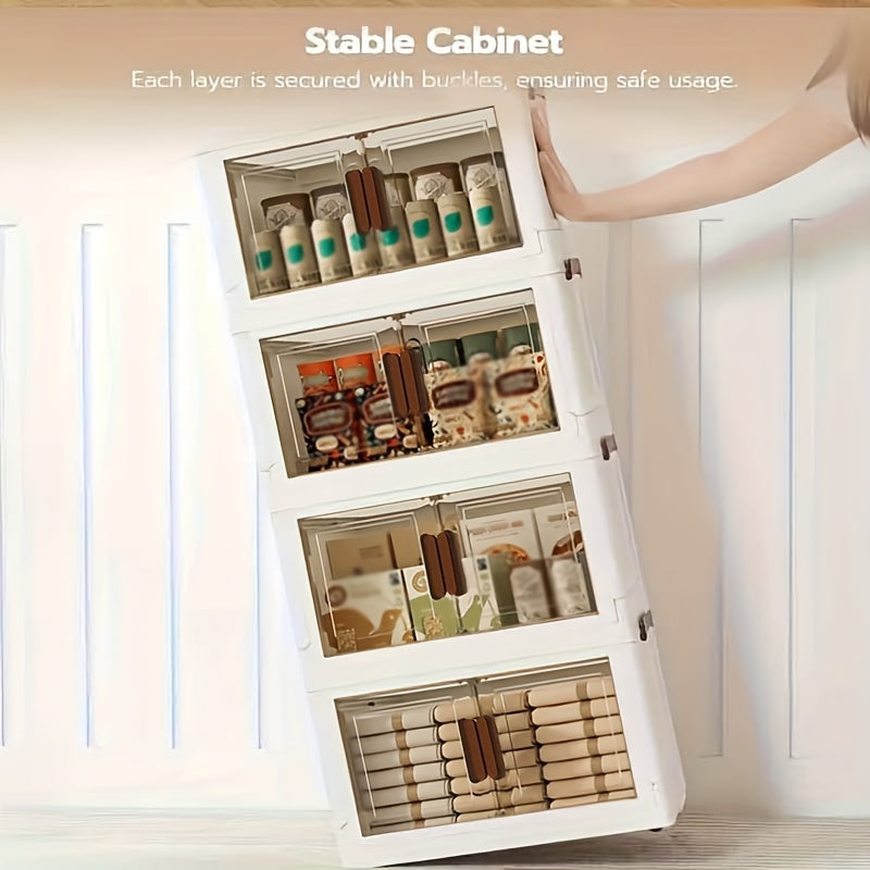 Space-Saving Stackable Home Storage Bins – portable space-saving storage, 1 2 3 4 5 Layers Collapsible Lockers Plastic Clutter Storage Boxes with Doors, designed for American homes, daily convenience and practical gifting