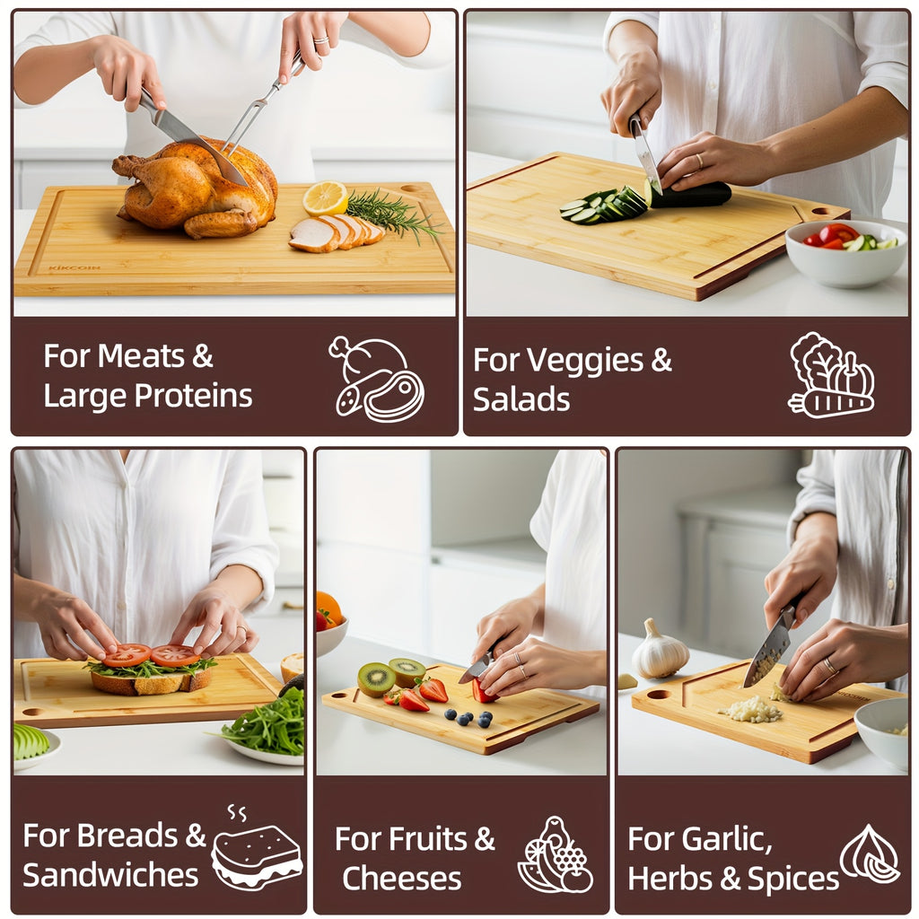 Modern 10pcs Bamboo Cutting Board Set – durable food prep and serving, 10pcs Bamboo Cutting Board Set with Hooks Trays Natural Bamboo Kitchen Gadgets Features A, designed for American homes, daily convenience and practical gifting