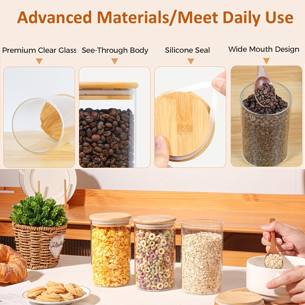Premium 6pcs Glass Spice Jar Set – clear reusable pantry storage, 6pcs Glass Storage Containers with Labels And Pen 32Oz Airtight Food Storage Containers with, designed for American homes, daily convenience and practical gifting