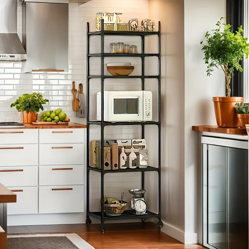 Versatile Adjustable Home Storage Rack – durable multi-purpose storage, 6-Tier Rotating Metal Storage Cart Adjustable Rolling Storage Shelf with Wheels Multifunctional Utility Trolley, designed for American homes, daily convenience and practical gift