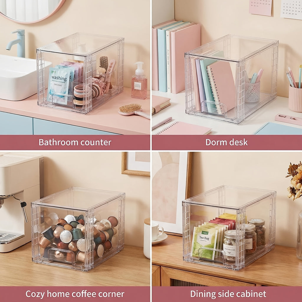 Heavy-Duty 2/4/6/8pcs Pull-Out Cabinet Organizer – smooth-access cabinet organization, 2 4 6 8pcs Large Stackable Clear Acrylic Food Storage Bins With Lids Kitchen, designed for American homes, daily convenience and practical gifting
