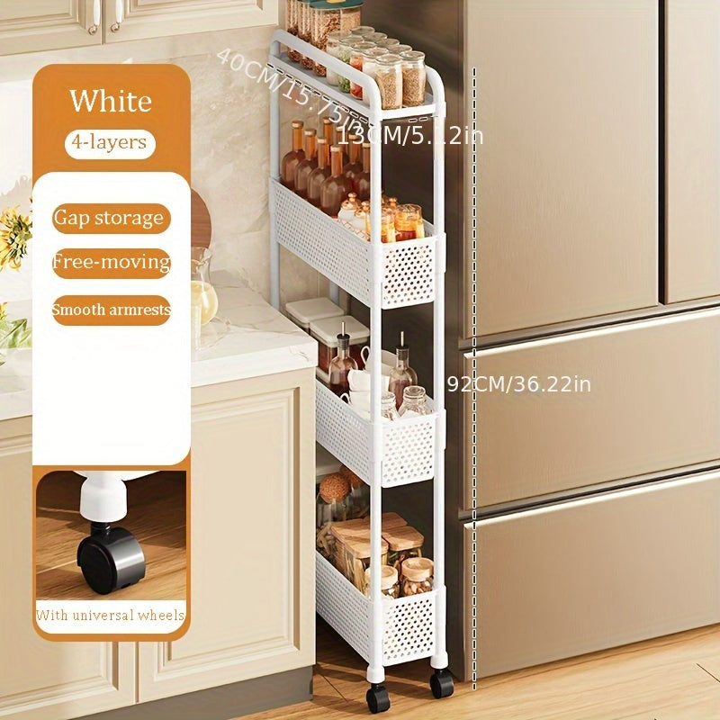 Storage Rack – PMMJ Ultra-Slim Storage Rack Fits Bathroom-Kitchen Gaps Perfectly Features 360 Swi