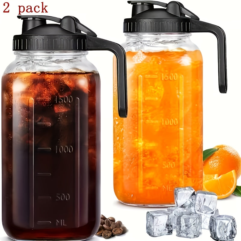 Drinkware – 2-Pack 3-Pack 64Oz Glass Pitcher with Handle for Outdoor Entertaining Leak-Proof