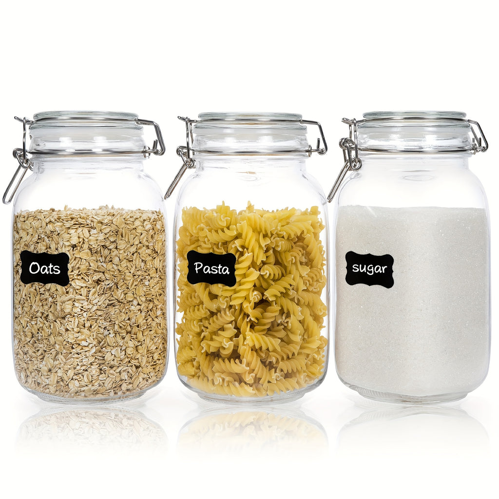Space-Saving 50Oz Mason Jar Set – clear reusable pantry storage, 50Oz Airtight Glass Jars with Lids 3pcs Food Storage Canisters for Kitchen And Pantry, designed for American homes, daily convenience and practical gifting